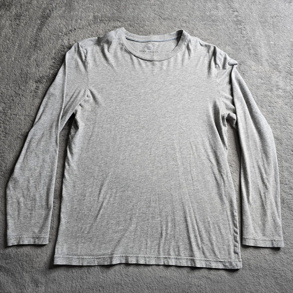 Mack Weldon Shirt Mens Small Gray Long Sleeve Pima Cotton Base Layer Crew Neck